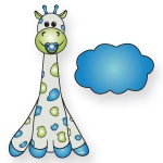 Geboortebord giraffe in blauwe en groen